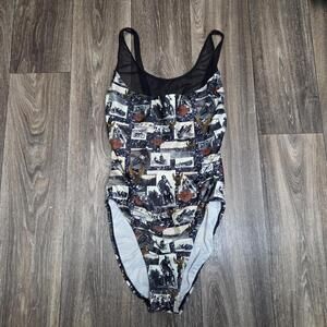 Rare Vintage Harley Davidson One Piece Swim Suit Bathing Suit LARGE